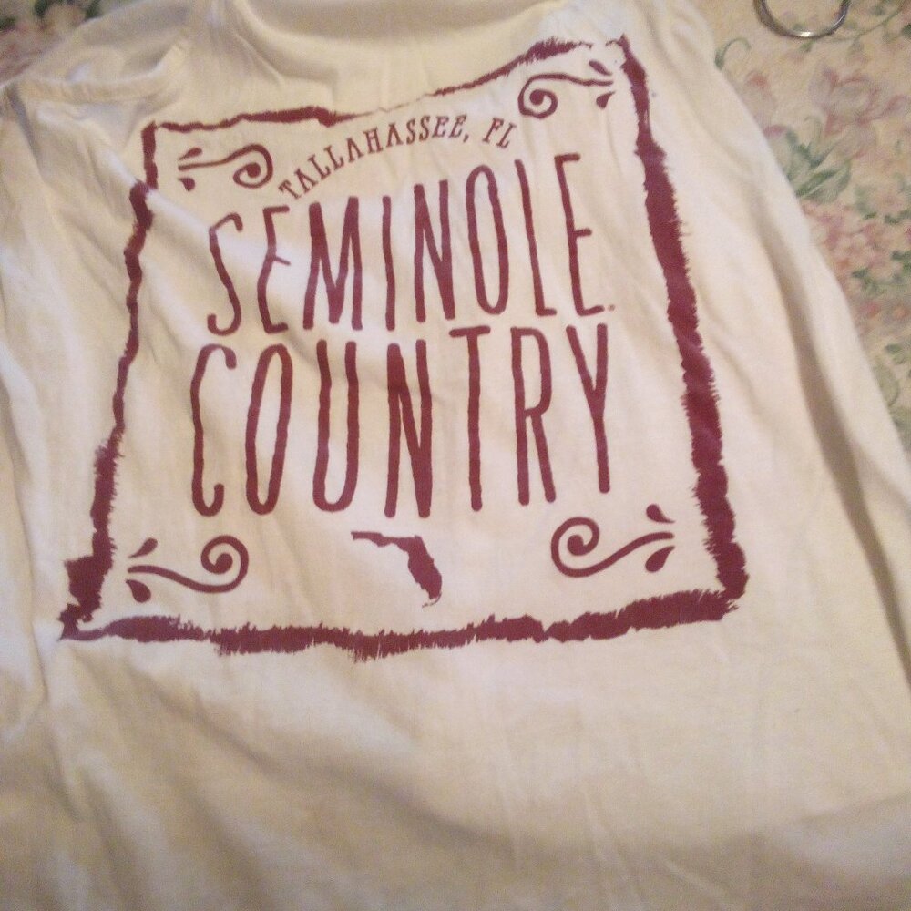 FSU Seminoles Women's XL White Cotton Tank Top Garnet Logo Front Garnet Ltrs bck